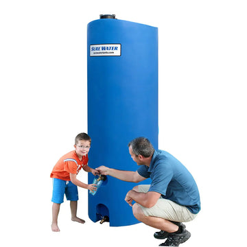 Life size example of 260 Gallon Water Tank Storage Container with two Spigots BPA Free