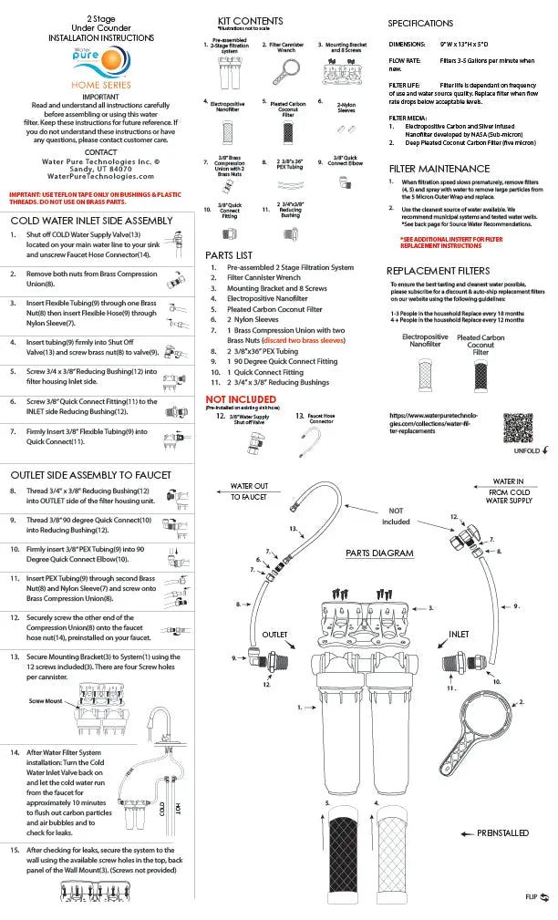 2 Stage Under Counter Water Filtration System with MicroBan - Water Pure Technologies, Inc.
