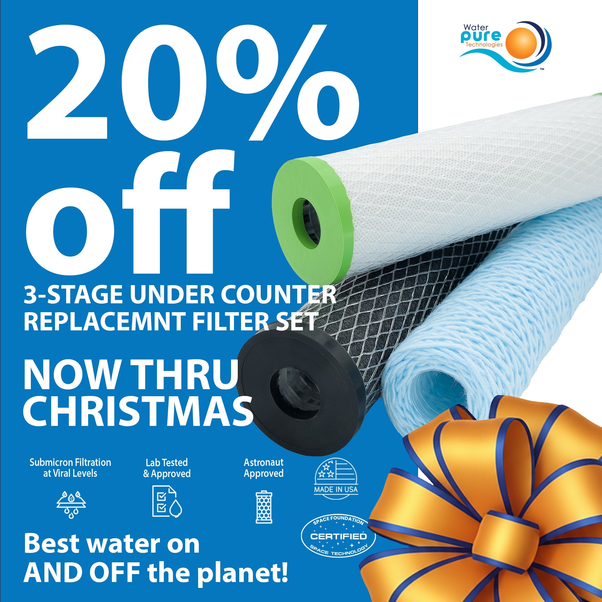 Water Filter Replacement Set for 3 Stage Under Counter Water Filtration Systems Water Pure Technologies, Inc.