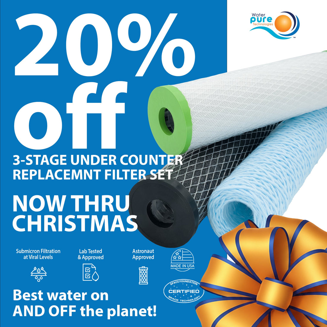 Water Filter Replacement Set for 3 Stage Under Counter Water Filtration Systems Water Pure Technologies, Inc.