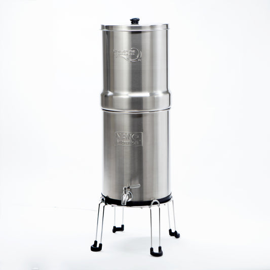 Stainless Steel Gravity Countertop Water Filtration System - 2 Sizes Available using Nano Technology -