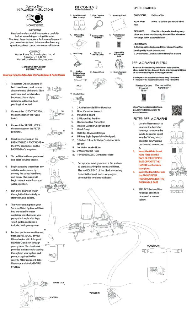 Instructions for 2 Stage Under Counter Compact Water Filtration System