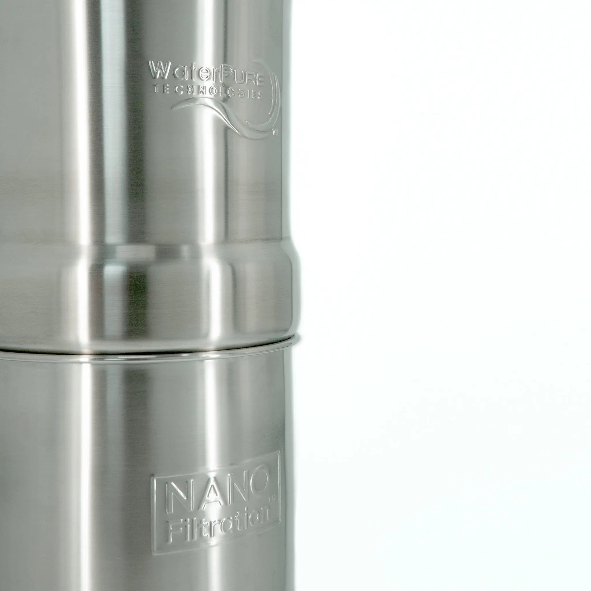 Stainless Steel Gravity Countertop Water Filtration System - 2 Sizes 2.4 and 3.3 Gallon using Nano Technology - Water Pure Technologies, Inc.