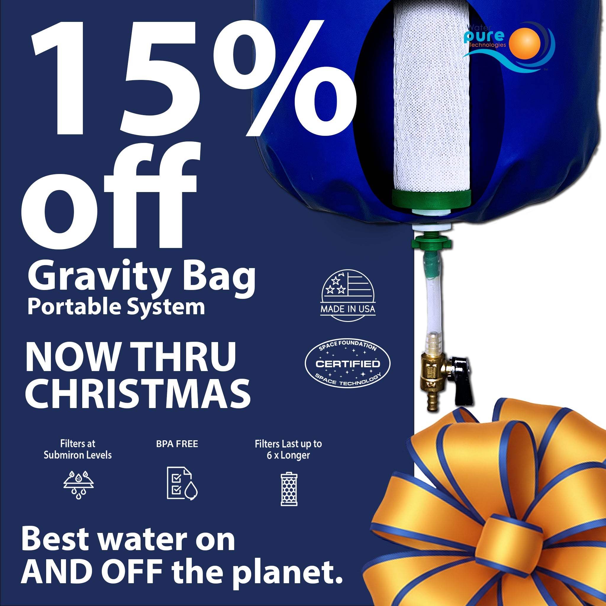 Portable Gravity Flow Bag Water Filtration System Water Pure Technologies, Inc.