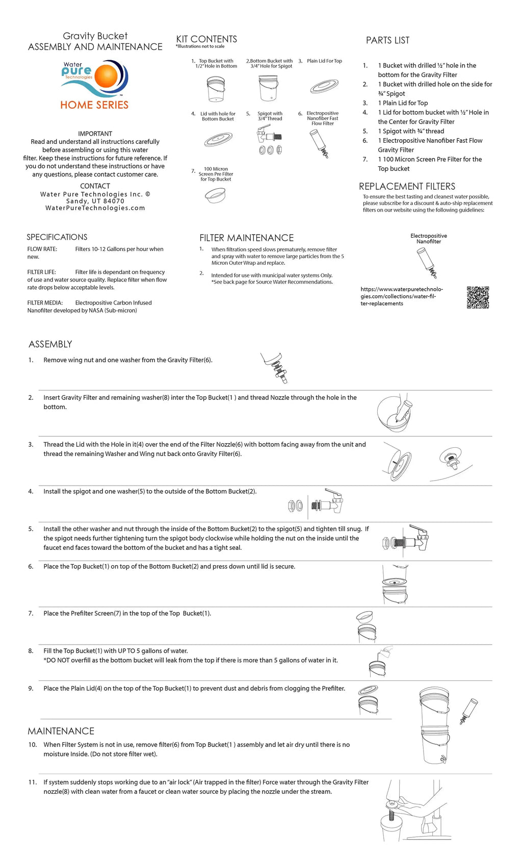 Gravity Flow - Bucket Filter System Assembly Water Pure Technologies, Inc.