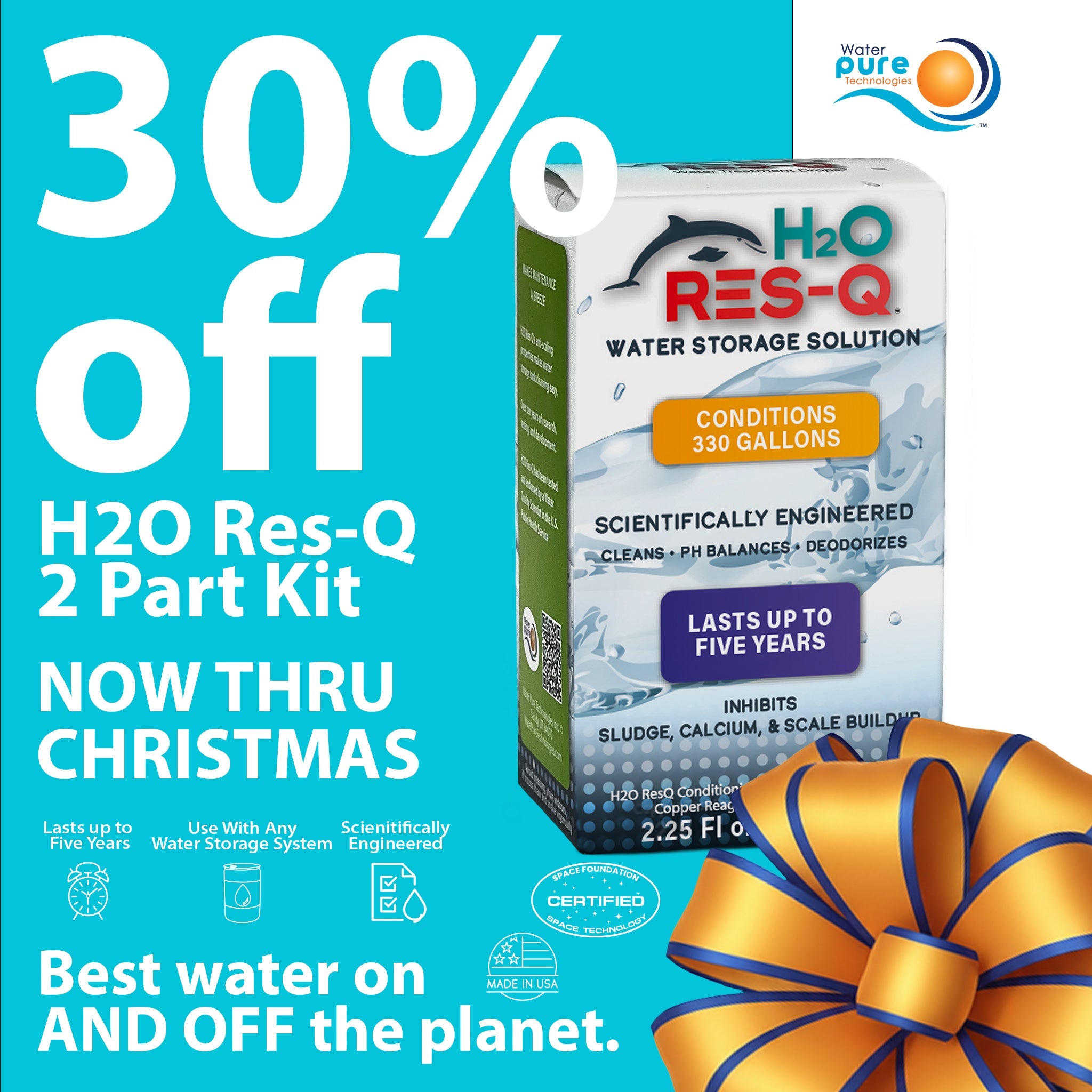 H20 ResQ - 2 Part Water Storage Treatment Drops Water Pure Technologies, Inc.