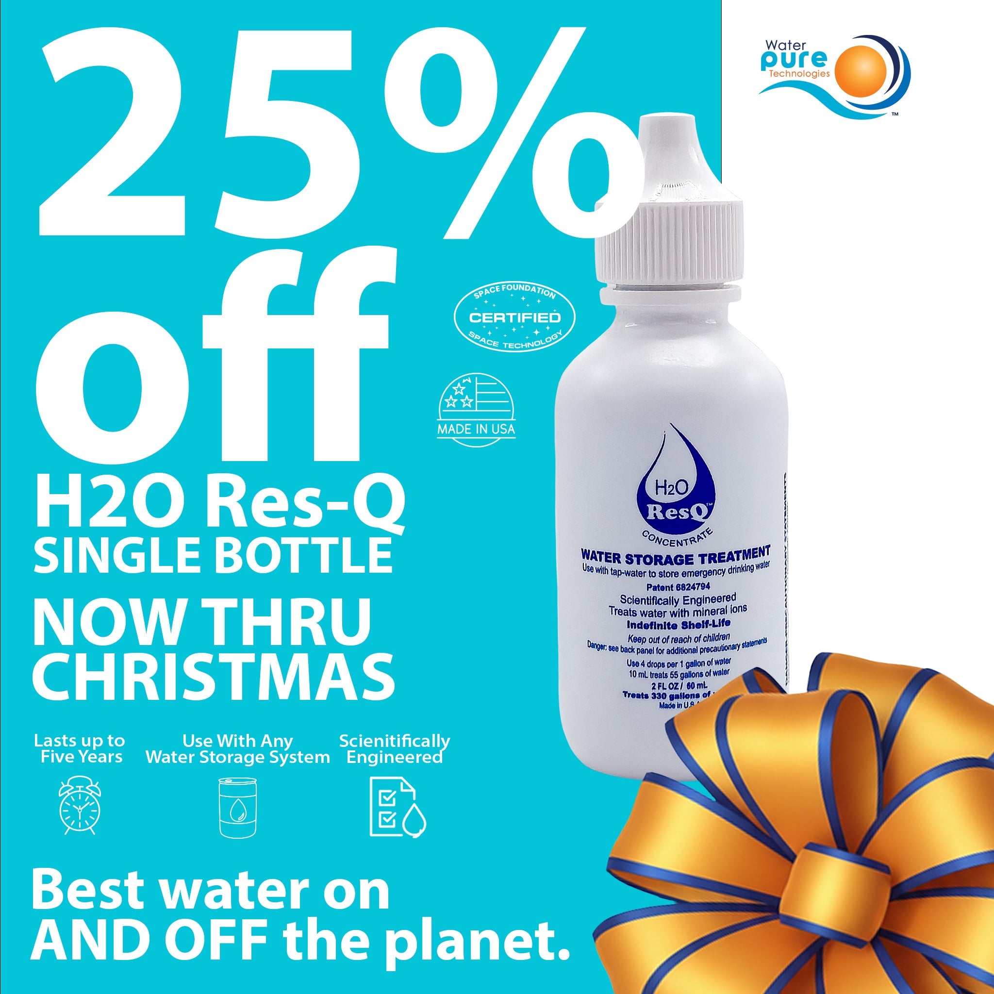 H2O ResQ - 2 oz Single Bottle  Water Storage Conditioner-treatment drops Water Pure Technologies, Inc.