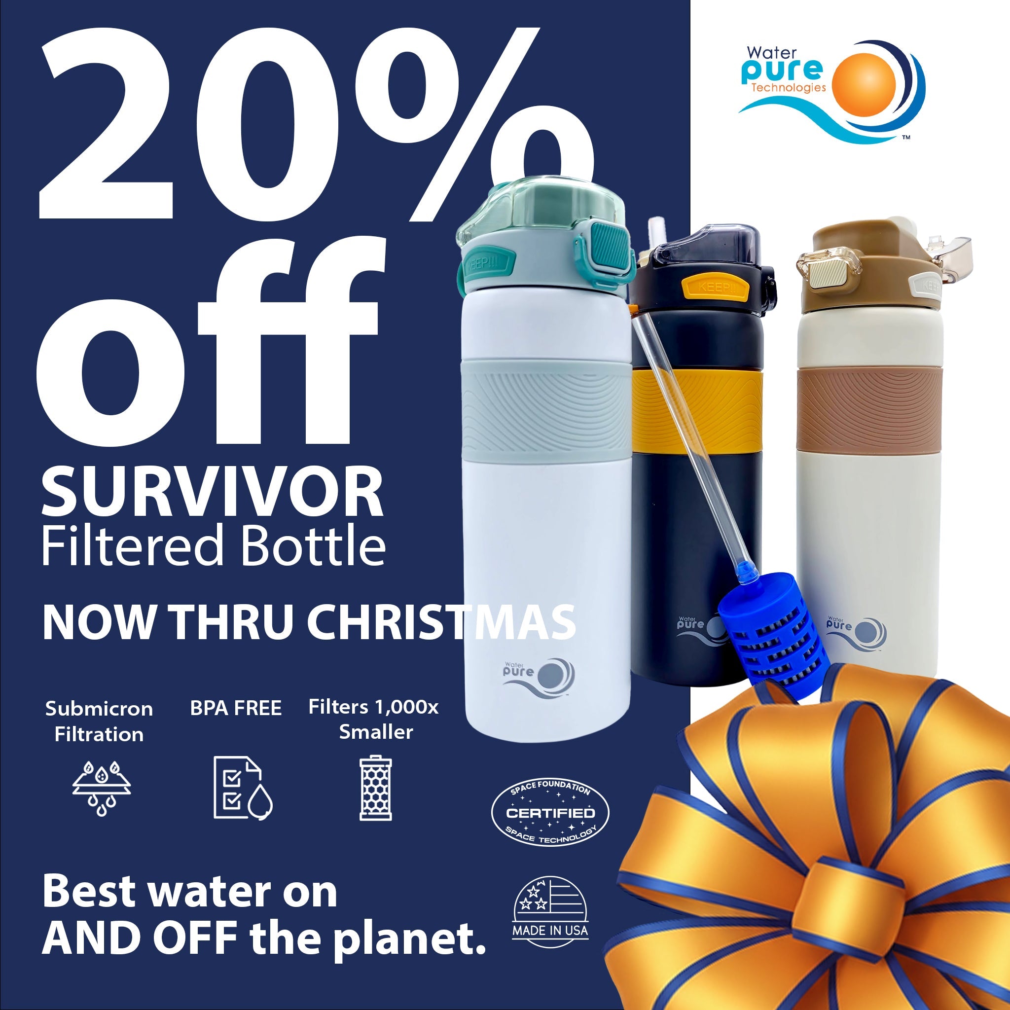 Survivor Nanofiber Fast Flow Filtered Water Bottle Water Pure Technologies, Inc.