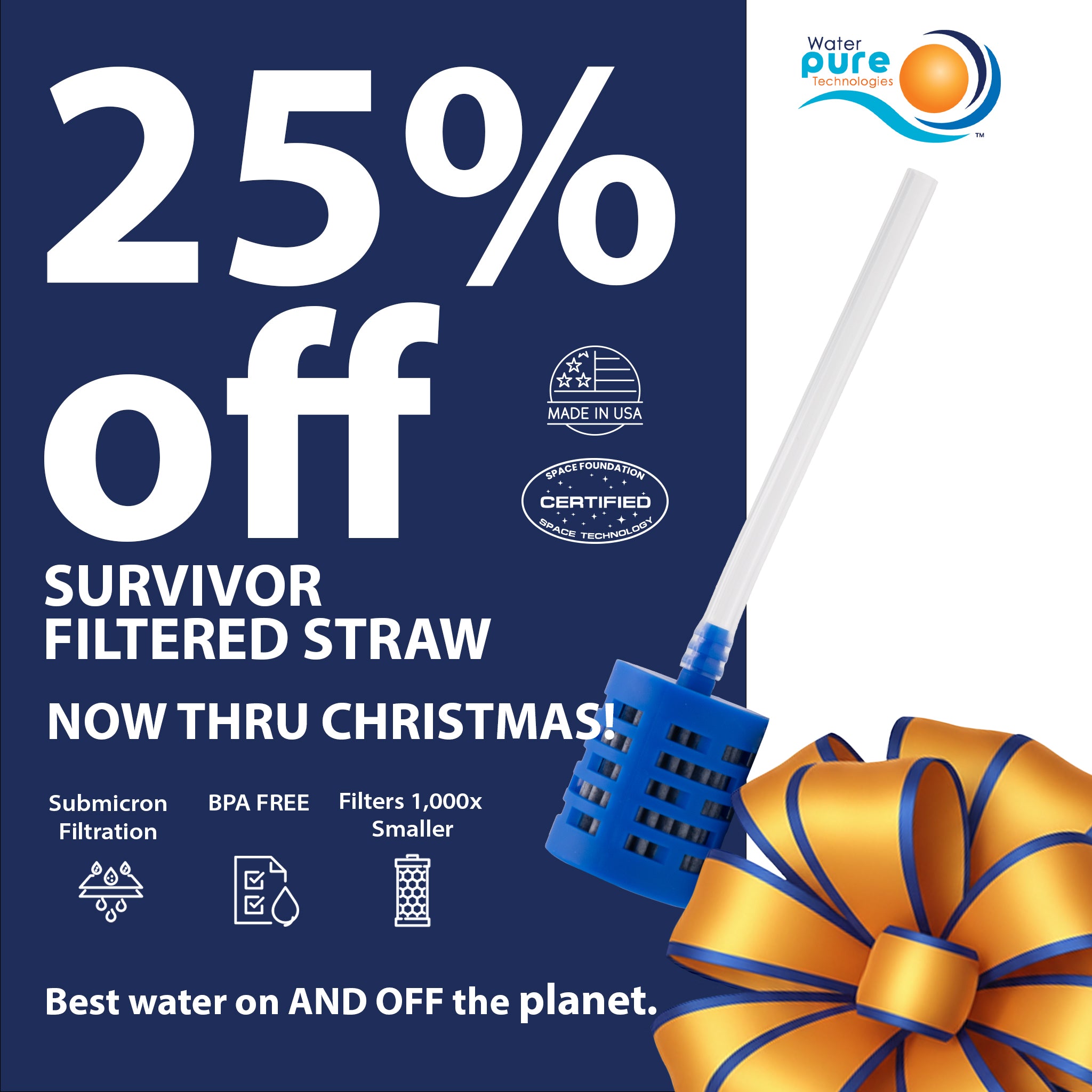 Nanofiber Fast Flow Straw and Filter Water Pure Technologies, Inc.