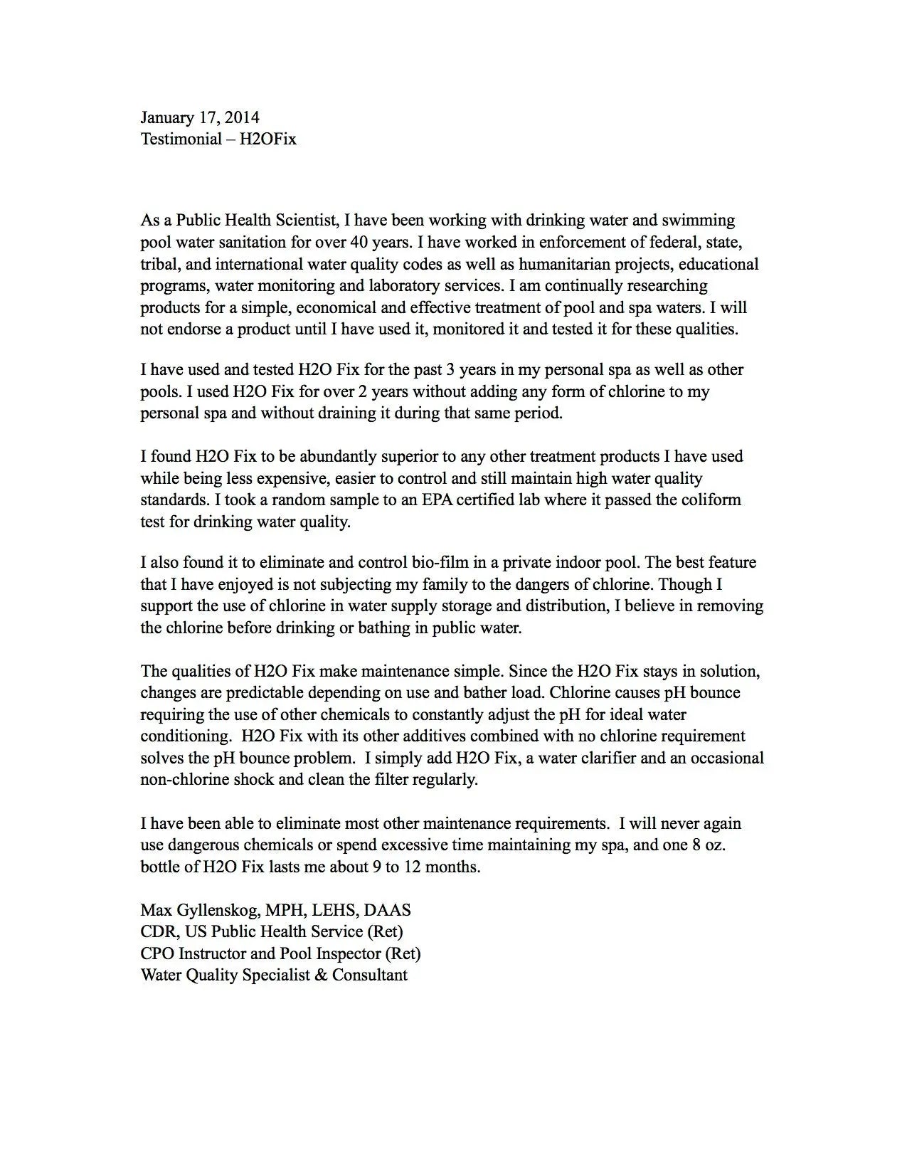 H2O FiX - Water Conditioner Treatment for Hot Tub and Jetted Tub/Spa/Jetted Bath - Water Pure Technologies, Inc.